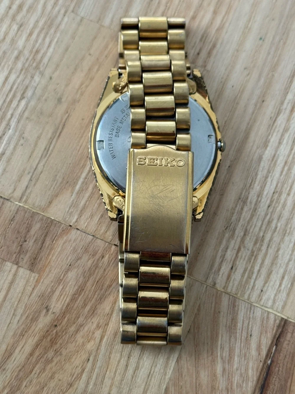 Seiko Presidential Vintage Men’s Watch Gold Case Bracelet Black Dial Date Window